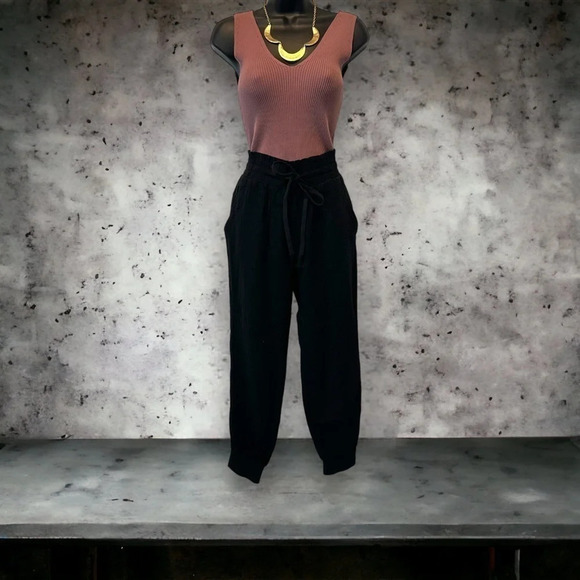 white birch Pants - White birch cropped/petite paper bag waist joggers